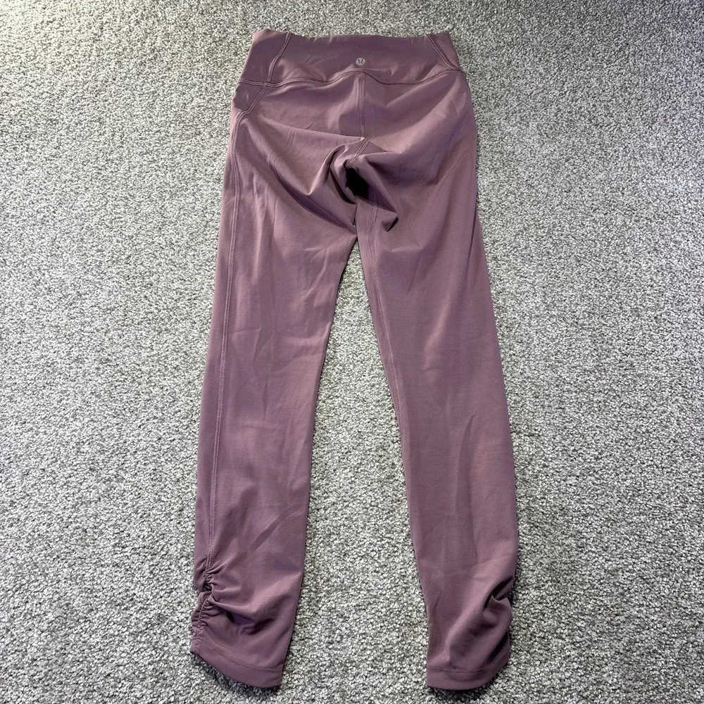 Lululemon Leggings Womens 4 Purple Ruched Gathered Ankle High‎ Rise Pants Gym